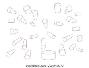 Cylinders in 2-point perspective wtih a purple color