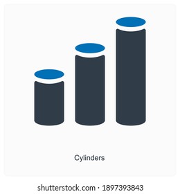 Cylinders or drums icon concept