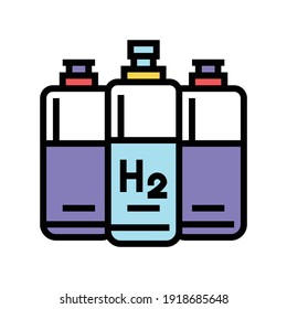 cylinders hydrogen color icon vector. cylinders hydrogen sign. isolated symbol illustration