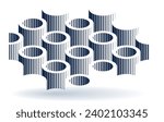 Cylinders pattern vector abstract 3D isometric background, geometric wallpaper with rhythmic structure, construction theme, creative design.