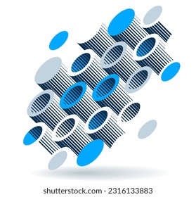 Cylinders pattern vector abstract 3D isometric background, geometric wallpaper with rhythmic structure, construction theme, creative design.