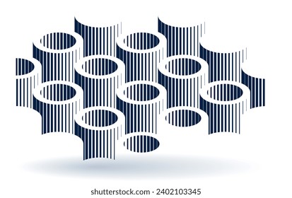 Cylinders pattern vector abstract 3D isometric background, geometric wallpaper with rhythmic structure, construction theme, creative design.