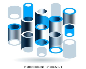 Zylindermuster Vektorgrafik abstrakter 3D-isometrischer Hintergrund, geometrischer Bildschirmhintergrund mit rhythmischer Struktur, Bauthema, kreatives Design.