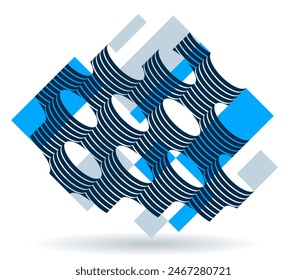 Cylinders pattern vector abstract 3D isometric background, geometric wallpaper with rhythmic structure, construction theme, creative design.