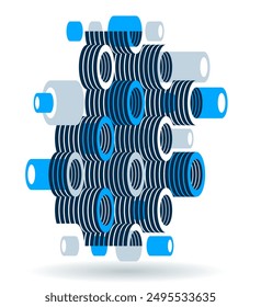Cylinders pattern vector abstract 3D isometric background, geometric wallpaper with rhythmic structure, construction theme, creative design.