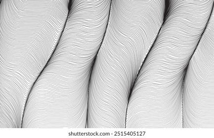 Cylindric thin line abstract shape wallpaper: ink painting style composition.