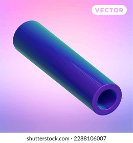 cylindrical 3D vector icon set, on a pastel background