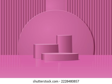 cylindrical abstract scene scene with geometric platform. 3d vector stage background. stage for displaying products. pink pedestal stage 3d studio