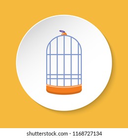 Cylindrical bird cage icon in flat style