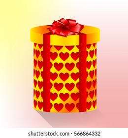 cylindrical box with hearts