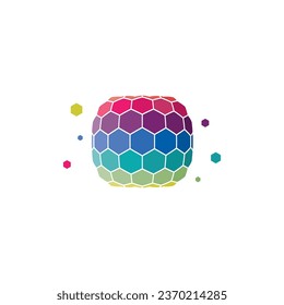 Zylinderförmige Würfel aus bunten Hexagons. Vektorgrafik