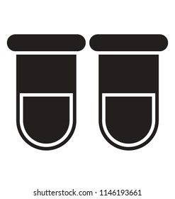 Cylindrical flasks having chemical liquid in them placed aside each other, test tubes 