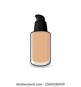 A cylindrical foundation bottle with a black dispenser and creamy beige tone, simple and sleek