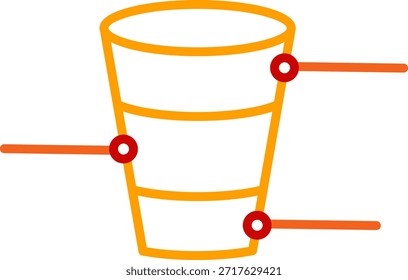 Cylindrical funnel diagram with connection points