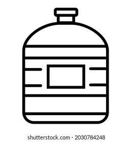 Cylindrical gallon bottle icon.  Flat icons with black lines forming gallons.