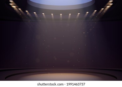 Cylindrical interior with lights effects