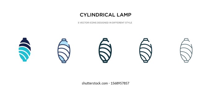 cylindrical lamp icon in different style vector illustration. two colored and black cylindrical lamp vector icons designed in filled, outline, line and stroke style can be used for web, mobile, ui
