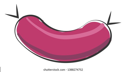 A cylindrical length of rose-colored raw minced pork or other meat encased in the skin to be grilled or fried before eating  vector  color drawing or illustration