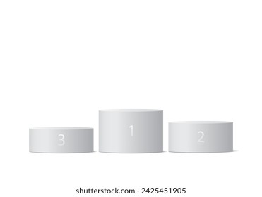 Cylindrical podium 3D minimal scene isolated on white background.