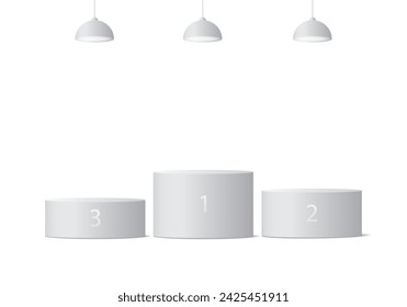 Cylindrical podium 3D minimal scene isolated on white background.
