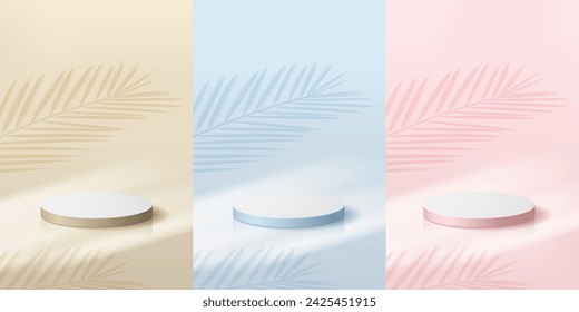 Cylindrical podium 3D minimal scene isolated on transparent background