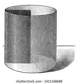 A cylindrical revolution created by rotation around a rectangle on each side of the revolution, vintage line drawing or engraving illustration.