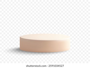Cylindrical, round podium, stage. Vector 3D podium isolated on transparent background.