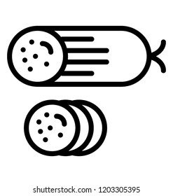 A cylindrical sausage of beef or pork 