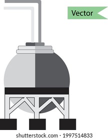 A cylindrical storage of gas and liquid connected with pipes  - Illustration , vector, icon