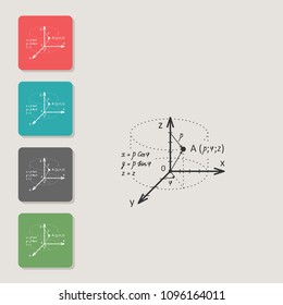 Cylindrical system of coordinates - vector icon. Symbol for web, infographics, print design and mobile UX/UI kit. Vector illustration, EPS10.