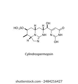 Cylindrospermopsin skeletal structure diagram. compound molecule scientific illustration.