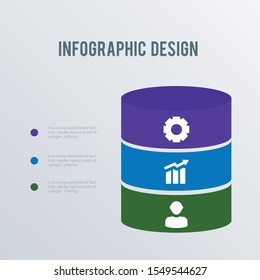 Cylnder statistics infographic template design. Business concept infograph with 3 options, steps or processes. Vector visualization can be used for workflow layout, diagram, annual report, web