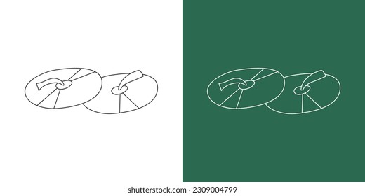 Cymbal line drawing cartoon style. Percussion instrument cymbals clipart drawing in linear style isolated on white and chalkboard background. Musical instrument clipart concept, vector design