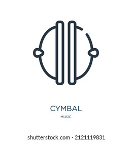 cymbal thin line icon. drum, concert linear icons from music concept isolated outline sign. Vector illustration symbol element for web design and apps.