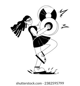 Cymbalist illustration designed in glyph style 