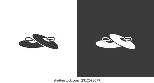 Cymbals flat web icon. Cymbals logo design. Percussion instrument simple cymbals sign silhouette icon with invert color. Cymbals solid black icon vector design. Musical instruments concept