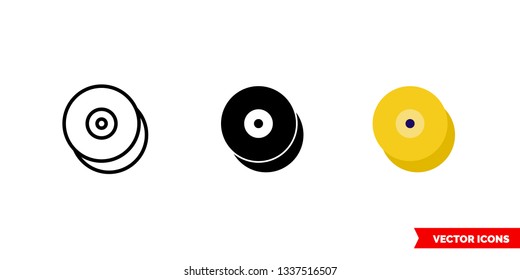 Cymbals icon of 3 types: color, black and white, outline. Isolated vector sign symbol.