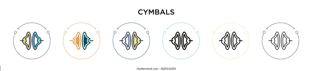 Cymbals icon in filled, thin line, outline and stroke style. Vector illustration of two colored and black cymbals vector icons designs can be used for mobile, ui, web