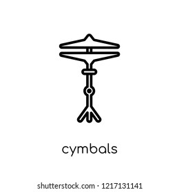 cymbals icon. Trendy modern flat linear vector cymbals icon on white background from thin line Music collection, outline vector illustration