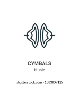 Cymbals outline vector icon. Thin line black cymbals icon, flat vector simple element illustration from editable music concept isolated on white background