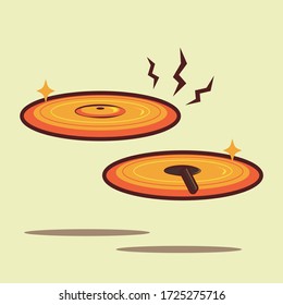 Cymbals Vector Illustration. Flat Cartoon Style