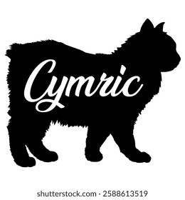 Cymric cat silhouette, cat, cat breeds, logo, vector, silhouette,  animal, illustration, icon, sign, design, black, symbol, pet, love
