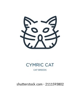 cymric cat thin line icon. domestic, collection linear icons from cat breeds concept isolated outline sign. Vector illustration symbol element for web design and apps.