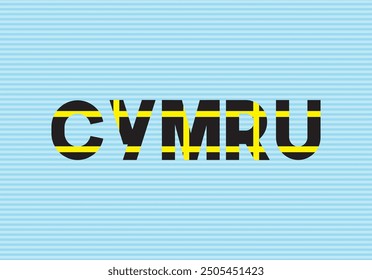 Cymru (Wales) with St David flag design. Vector illustration text slogan design for fashion graphics, posters, t-shirt prints, t-shirt designs.