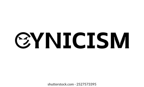 cynicism lettering, black isolated silhouette 