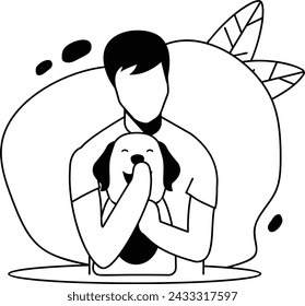 Cynophiles or dogophiles vector design, Pet Care or Sitting Symbol, boarding and training of animals Sign, mammals and human friendship stock illustration, dog devotee concept