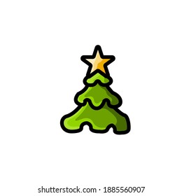 cypress decoration, christmas tree colorful icon vector illustration