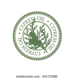 Cypress Essential Oil Vector Label