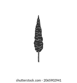 Cypress Icon Silhouette Illustration. Coniferous Tree Vector Graphic Pictogram Symbol Clip Art. Doodle Sketch Black Sign.