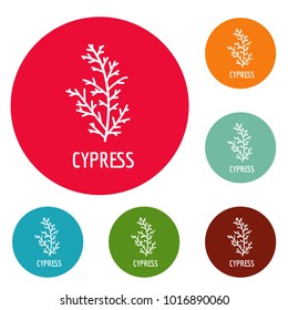 Cypress Leaf Icons Circle Set Vector Isolated On White Background